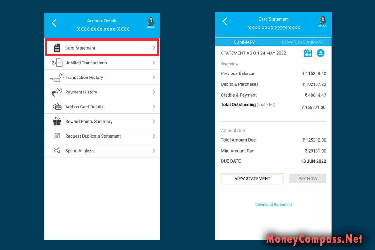 Check SBI Credit Card Statement Using SBI Card Mobile App