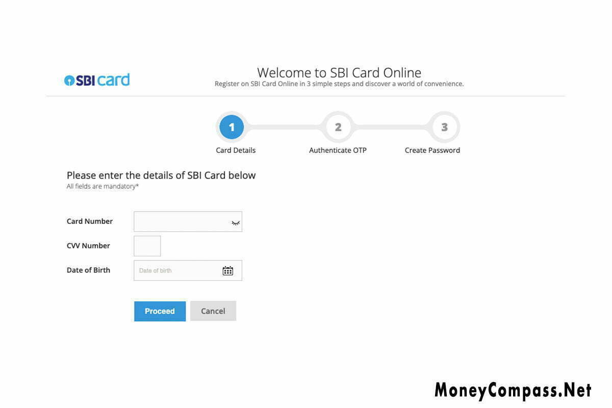 SBI Credit Card Registration 3 Step Process